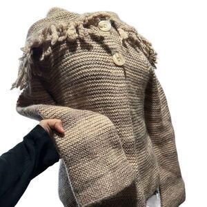 Pandemonium Womens L Wool Sweater Cardigan Button Knit Thick Stripe NWT